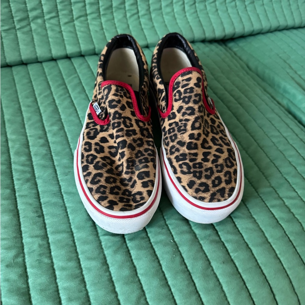 Vans leopard print slip-ons